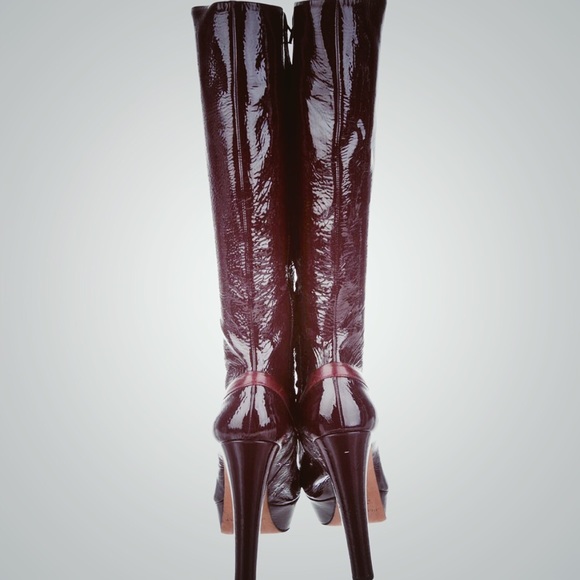 JILL STUART BURGUNDY PL LEATHER PLATFORM BOOT 9 - Picture 8 of 8